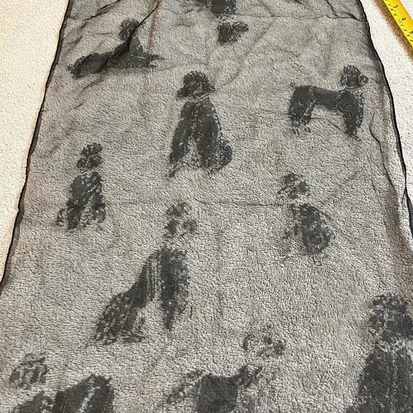Black Chiffon Poodle scarf Whimsigoth hand rolled edges.17 x51” - Picture 2 of 4